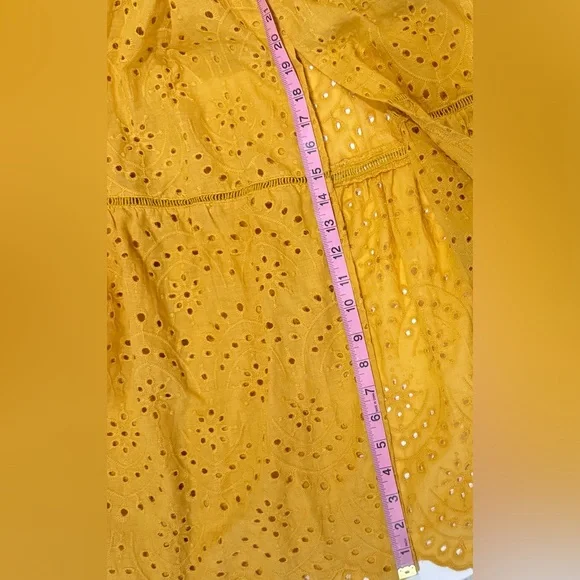Mustard Eyelet Midi Dress Womens Sundress Boho Summer Adjustable Strap Size S - Picture 6 of 8